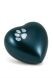 Urna per animali a forma di cuore blu con la zampa