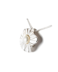 Ciondolo porta ceneri in argento (925) 'Fiore' con perla