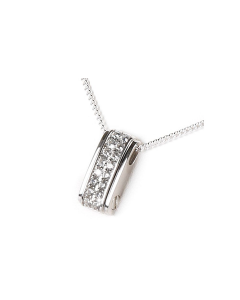 Ciondolo porta ceneri 'Rettangolo' in argento (925) con pietre di zirconia