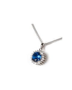 Ciondolo porta ceneri in argento con pietra blu e zirconi