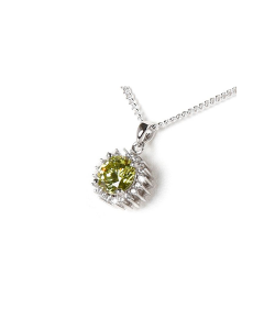 Ciondolo porta ceneri in argento con pietra verde e zirconi