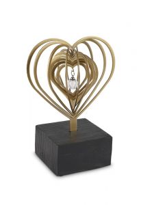 Scultura cineraria 'Cuore' oro con perla di cenere