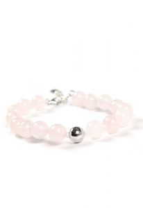 Bracciale in quarzo rosa con portaceneri in argento