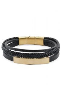 Bracciale cinerario in cuoio nero/bronzo