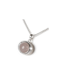 Ciondolo porta ceneri in argento gemma di quarzo rosa