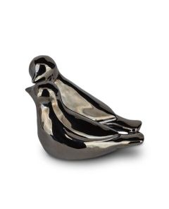Mini urna per ceneri in ceramica „Birds of Love“, argentata