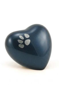 Urna cineraria per animali domestici a forma di cuore con impronta della zampa