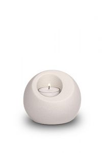 Mini urna in porcellana 'Lumos' con porta candela bianco opaco