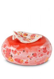 Mini urna cineraria in ceramica 'Giglio' rosso