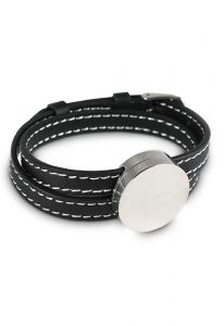 Bracciale cinerario in cuoio nero
