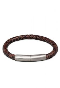 Bracciale cinerario in cuoio intrecciato con portaceneri