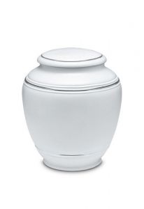 Mini urna cineraria in porcellana 'Classica' | Bianco opaco con doppi bordi platino