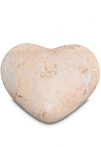 Urna cineraria a forma di cuore inclinato rosa con motivo marmo - Collezione Love