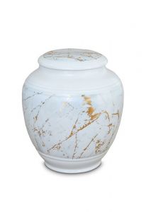Mini urna cineraria in porcellana 'Classica' | Marmo di Carrara con venature dorate