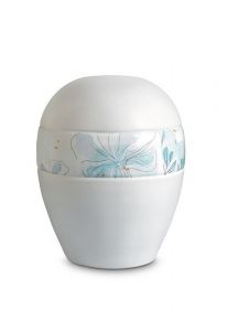 Mini urna cineraria in porcellana 'Planet' - Fascia con linee floreali