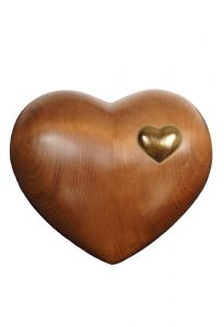 Urna cineraria a cuore in legno – tinta scura con piccolo cuore dorato