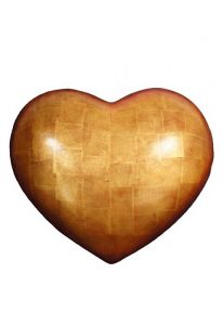 Urna cineraria a cuore in legno – finitura in foglia d’oro