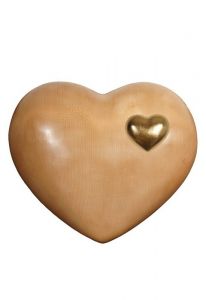 Urna cineraria a cuore in legno – tinta chiara con piccolo cuore dorato