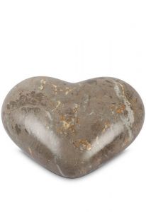 Urna cineraria a forma di cuore inclinato marrone con motivo marmo - Collezione Love