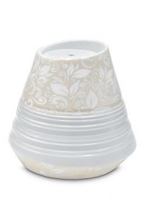 Urna cineraria in porcellana 'Maya' | Motivo floreale beige