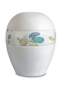 Urna cineraria in porcellana 'Planet' - Fascia con fiori