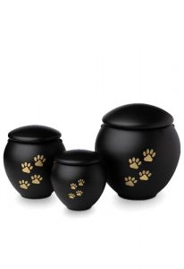 Urna cineraria per animali nera con zampe color oro