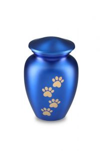 Urna per animali blu opaco con impronte dorate, diverse dimensioni