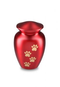 Urna per animali rossa opaca con impronte dorate, diverse dimensioni