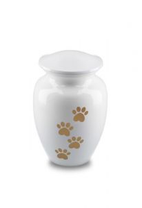 Urna per animali bianca con impronte dorate, diverse dimensioni