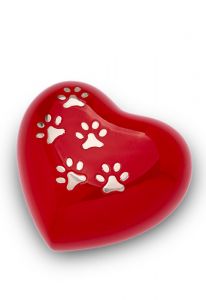 Urna cineraria per animali domestici a forma di cuore con impronta della zampa