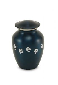 Urna cineraria per animali blu con impronte di zampe - medio