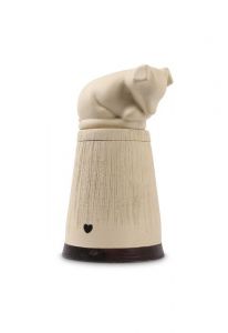 Urna per cani in ceramica fatta a mano con cuoricino – bianca