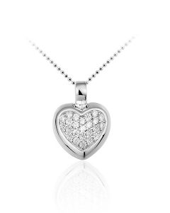 Pendente commemorativo 'Cuore' in argento 925 con zirconi