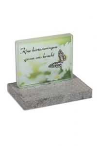 Pietra commemorativa con lastra di vetro per foto / immagine