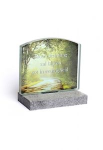 Pietra commemorativa con lastra di vetro per foto / immagine