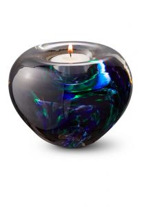 Mini urna portacandele in vetro cristallo viola e verde