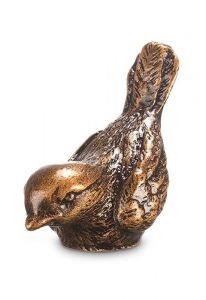 Statua commemorativa di uccellino in bronzo