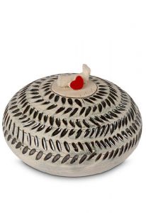 Mini urna cineraria in ceramica con strisce nere