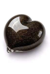 Urna piccola in cristallo a forma di cuore, color bronzo
