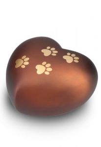 Urna per animali a forma di cuore marrone opaco con impronte, diverse dimensioni