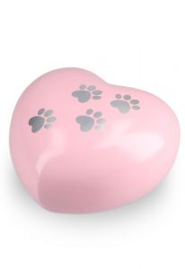 Urna per animali a forma di cuore rosa con impronte, diverse dimensioni