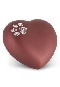 Urna a forma di cuore 'Stampa zampa Swarovski' in diversi colori e dimensioni