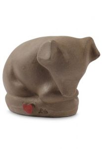 Urna per cane in ceramica antracite con cuoricino, fatta a mano