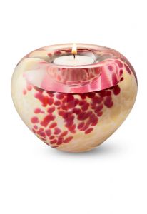 Mini urna portacandele in vetro cristallo rosa e beige