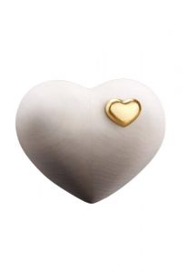 Mini urna cineraria 'Cuore oro' in legno di naturale tiglio
