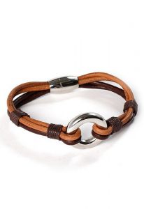 Bracciale cinerario in cuoio nero e marrone