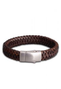 Bracciale cinerario in cuoio intrecciato con portaceneri