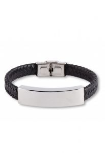 Bracciale cinerario in cuoio intrecciato con portaceneri