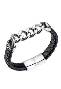 Bracciale cinerario in cuoio intrecciato con portaceneri