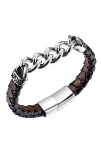 Bracciale cinerario in cuoio intrecciato con portaceneri